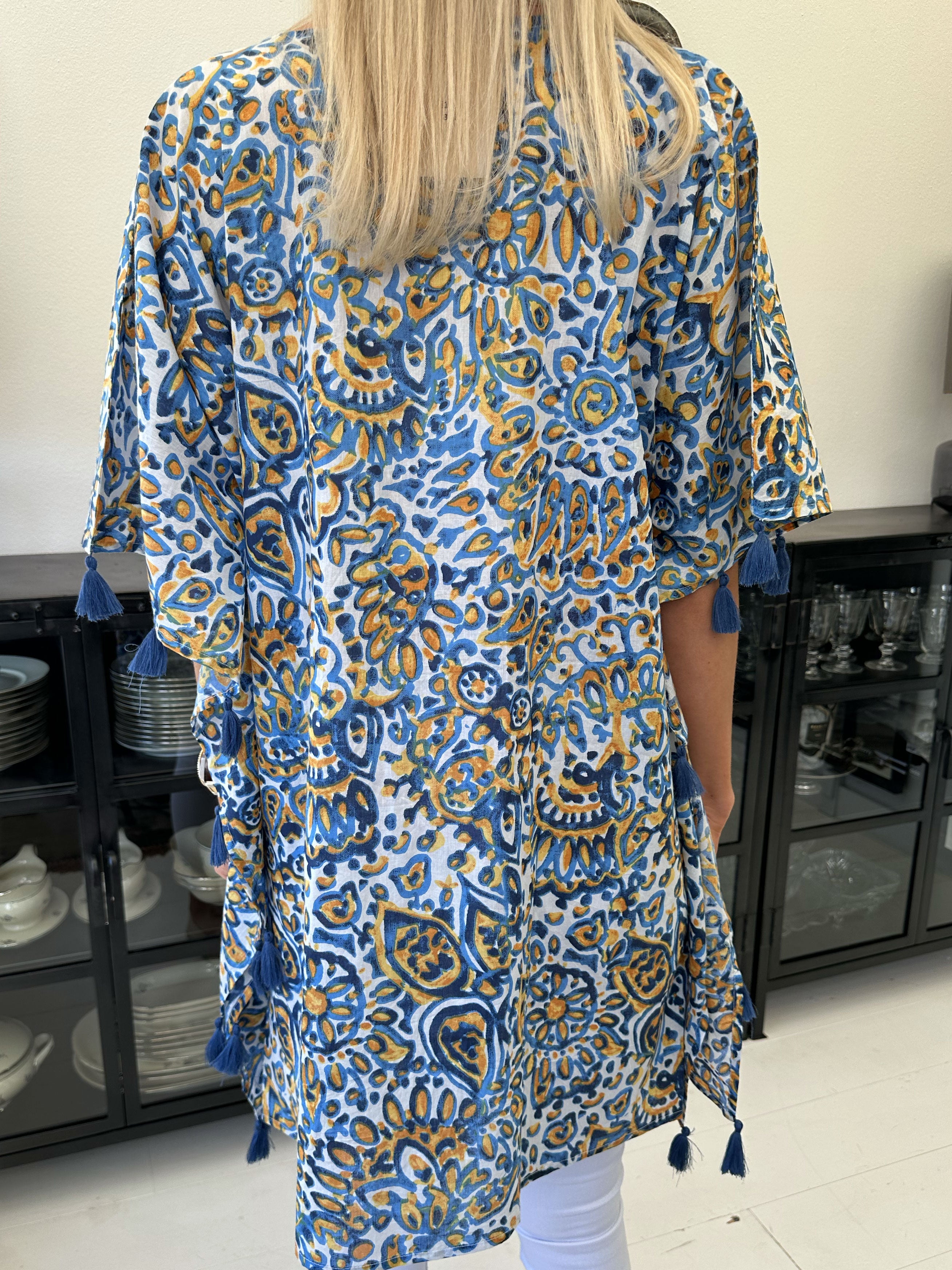 Kirstine - Fin mönstrad tunikaklänning i bomull